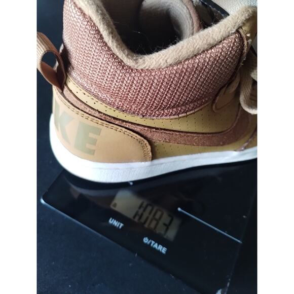 Nike Youth 4Y Court Borough Mid GS Wheat/Gold Athletic Hi-top B-ball Sneakers - Picture 15 of 15